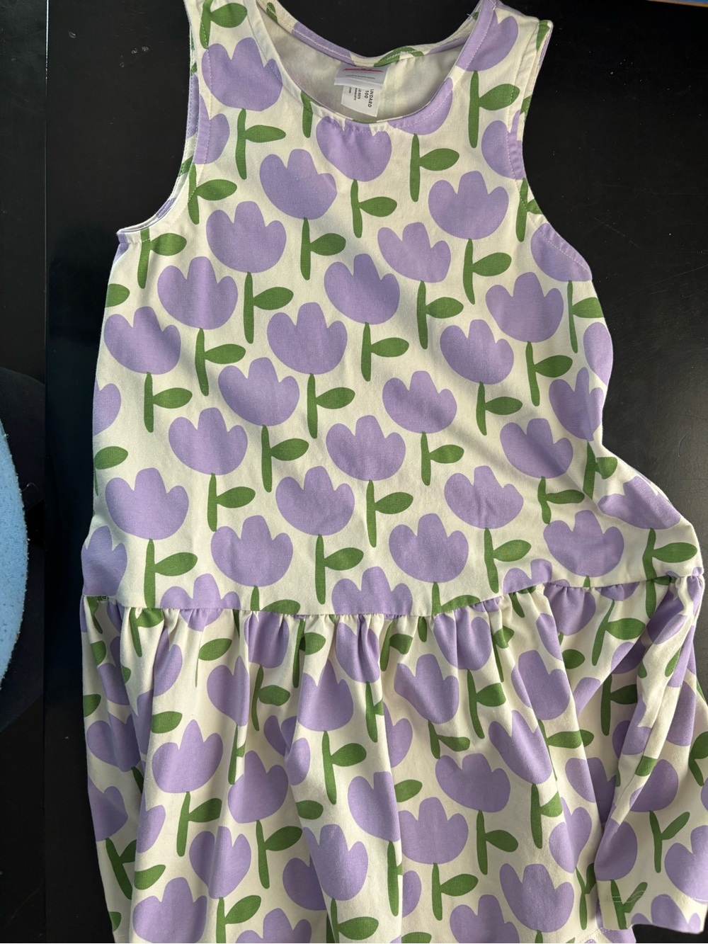 Hanna Andersson Lilac & Green Tulip Print Sleeveless Dress NWOT